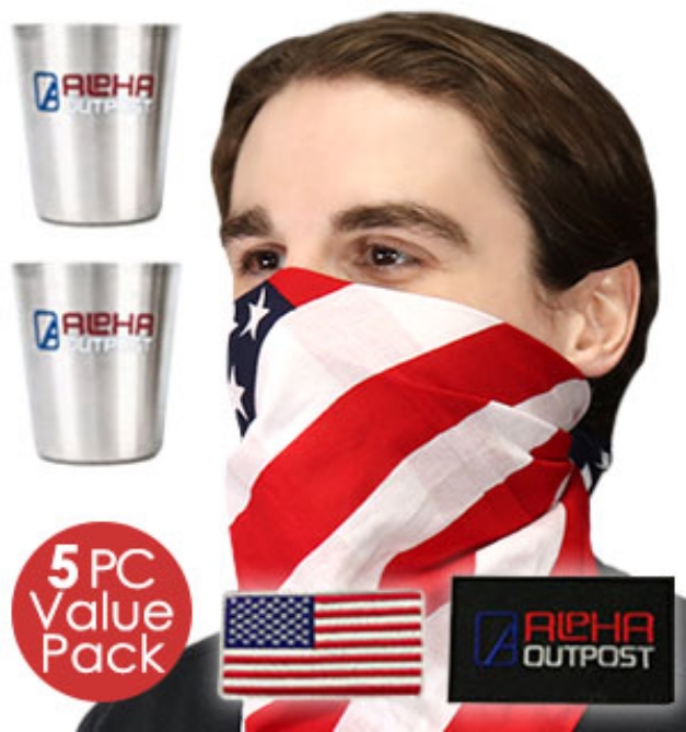 Picture 6 of Patriotic Celebration Kit; American Flag Bandana with Two Shot Glasses
