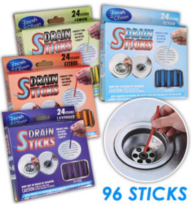 Picture 1 of Drain Sticks Multi-Pack: Keep Your Drains Clean and Odor Free (96 Sticks)