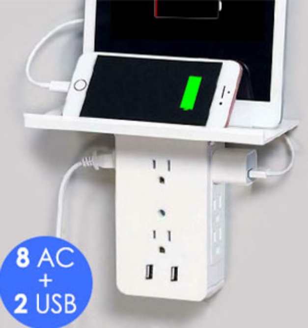 Picture 6 of Dual USB Outlet Tower Charger with Built-In Shelf