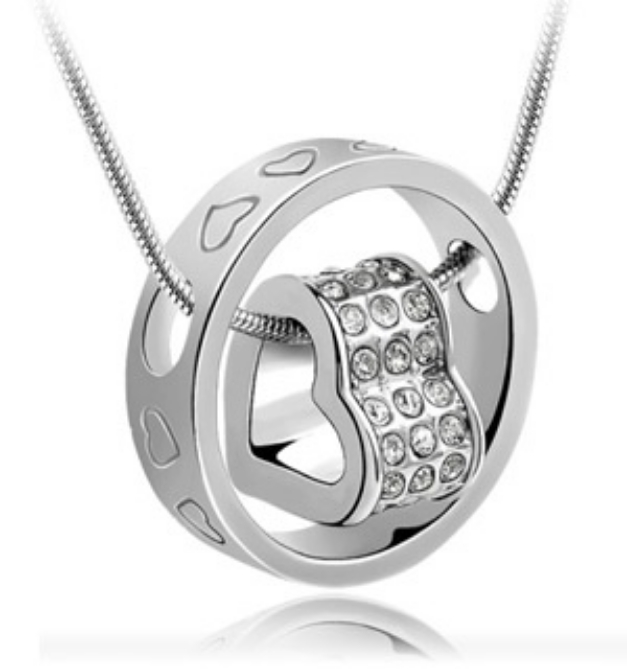 Picture 5 of Genuine Swarovski Circle with Heart Necklace