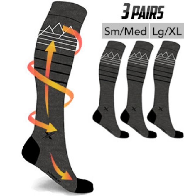 Picture 1 of Merino Wool Blend Compression Socks - 3 Pairs