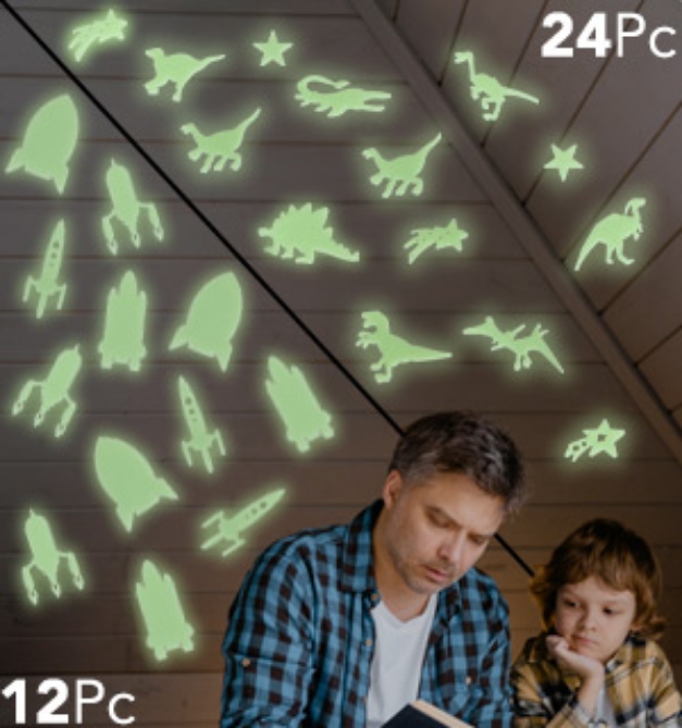 Picture 1 of Glow-In-The-Dark Wall Stickers: Dinosaurs or Space Themed (Picked at Random)