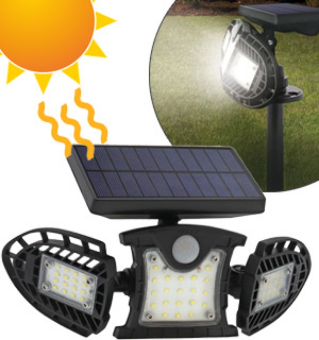Picture 1 of Dual-Mounting Flex-Fold Solar-Powered, Motion and Light Activated Security Light