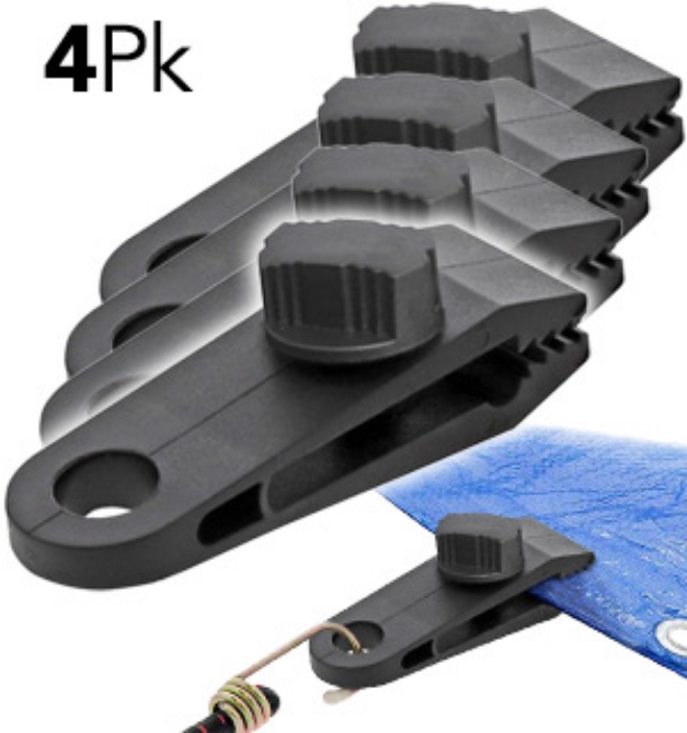 Picture 1 of 4 Piece Heavy Duty Adjustable Tarp Clips