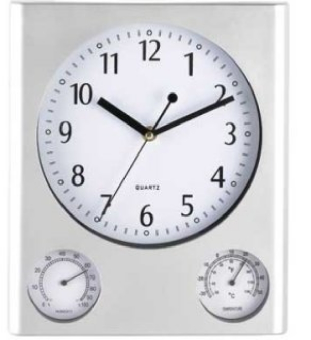 Picture 1 of Weather Station Wall Clock - Silver Finish