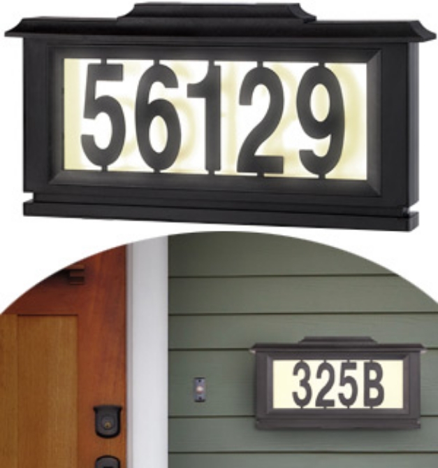 Picture 1 of Solar Powered Light Up Street Address Sign