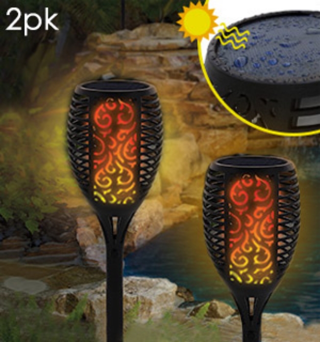 Picture 1 of Small Solar Flickering Flame Stake Light 2pk