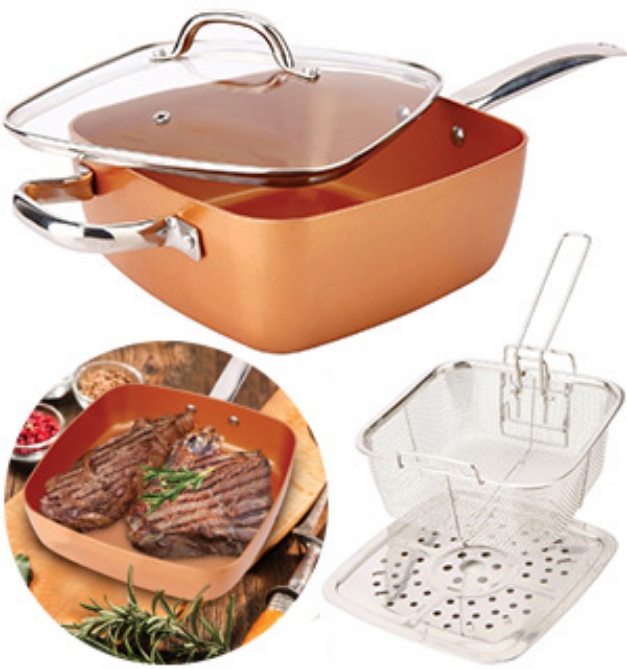 Picture 1 of Buy 1 Get 1 - Copper Cook<br />Square Copper Pan 4PC Set