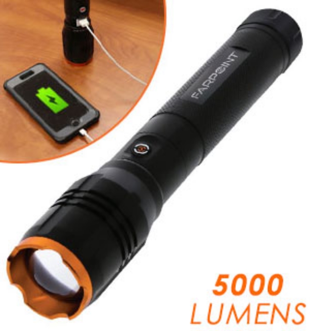 Picture 1 of 5000 Lumen Rechargeable Flashlight with Power Bank