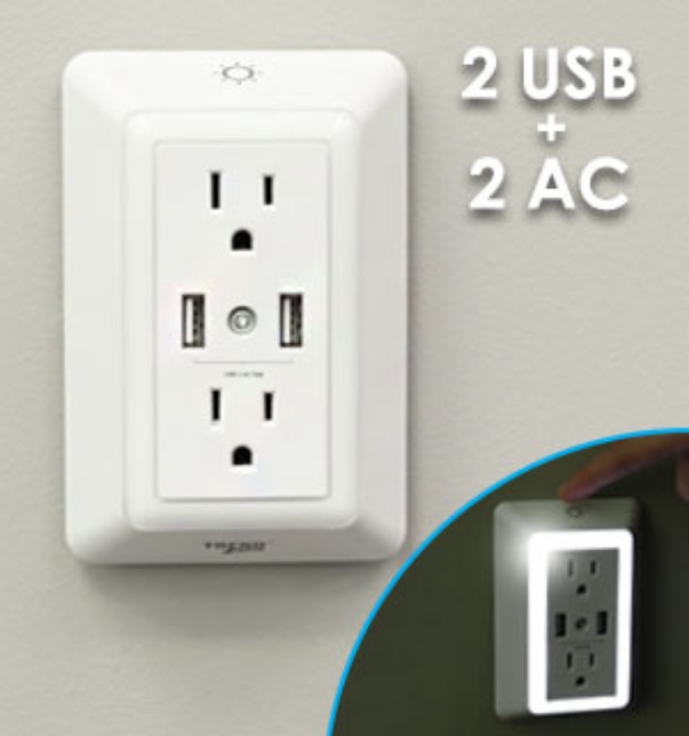 Picture 1 of Dual USB Outlet with LED Nightlight