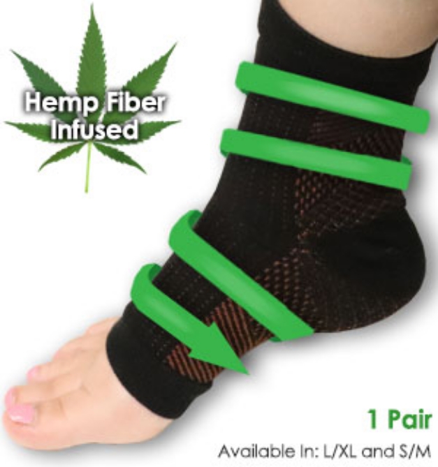Picture 1 of Hemp Fiber Anti Fatigue Foot Compression Sleeves With 7 Zones Of Comfort