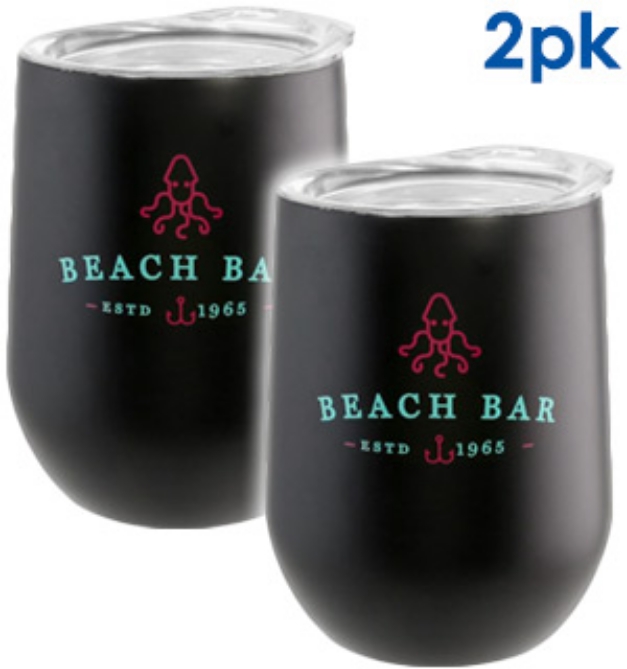 Picture 1 of Beach Bar Stainless Steel Wine Glasses 2pk
