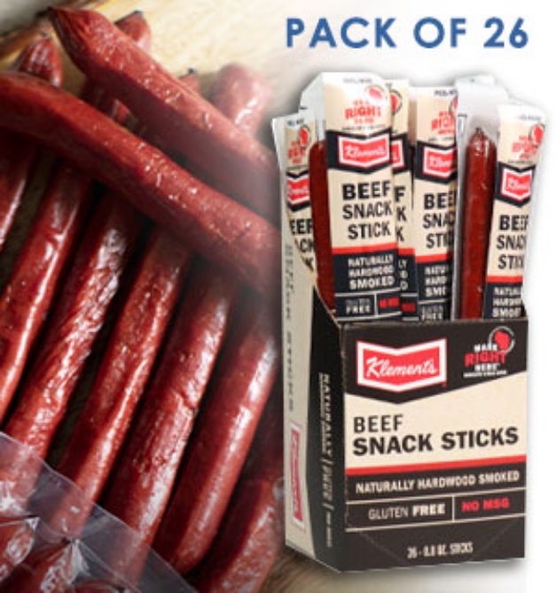 Picture 1 of Klement's Box of 26 Beef or Pepper Jack Turkey Snack Sticks