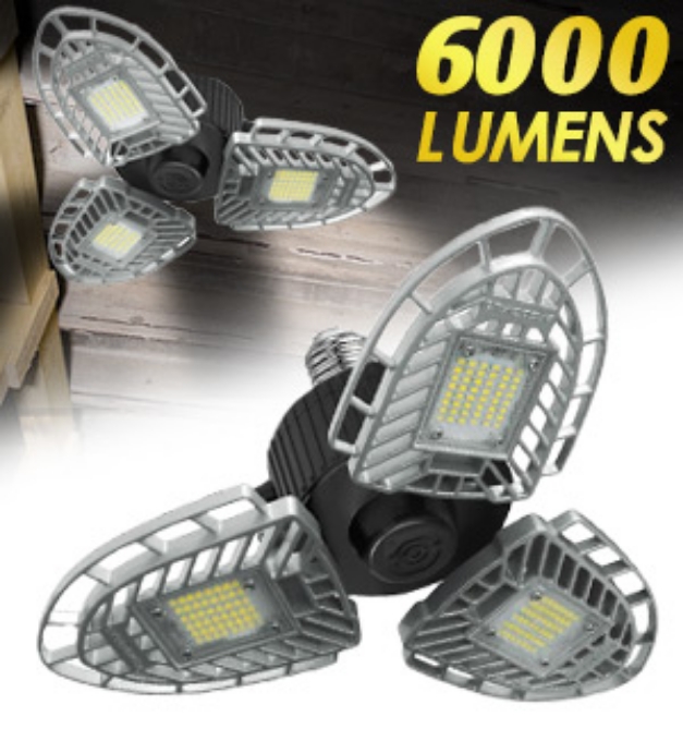 Picture 1 of Ultra-Bright Triple Panel Garage and Ceiling Light: 6000 Lumens