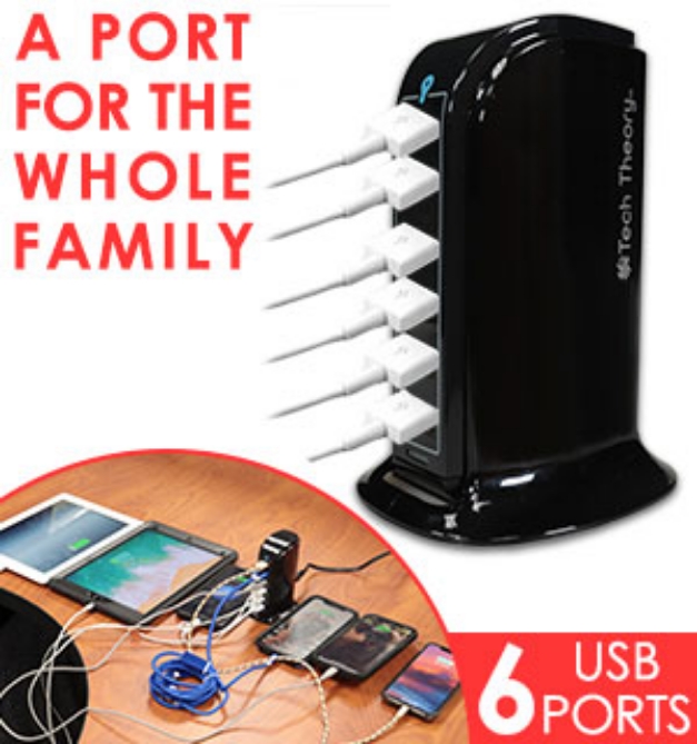 Picture 1 of 6-Port USB Power Tower - Charge 6 Devices At Once!