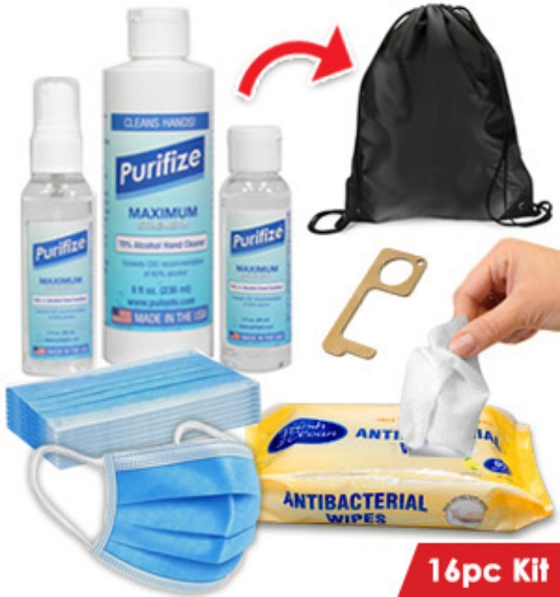 Picture 1 of The Ultimate On-the-go 16pc Sanitizer Kit