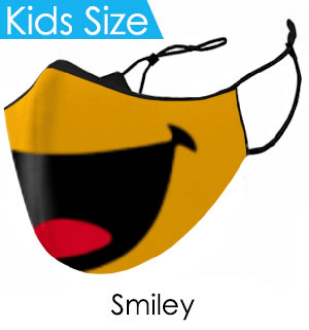 Picture 1 of Kids Smiley Face Mask - Reusable W/ Filter Pocket