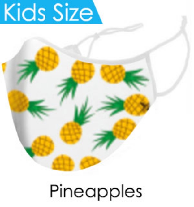 Picture 1 of Kids Pineapple Face Mask - Reusable W/ Filter Pocket