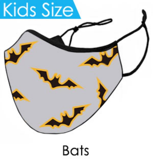 Picture 1 of Kids Classic Bat Face Mask - Reusable W/ Filter Pocket