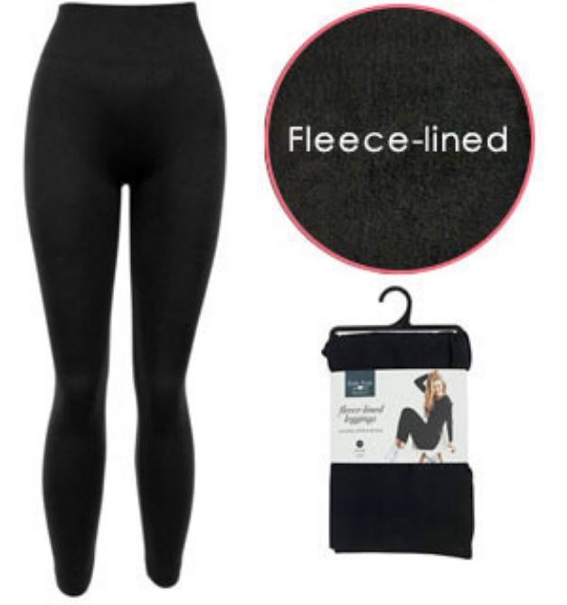 Picture 1 of Black Fleece-lined Leggings for a Warm Cozy Slimming Fit