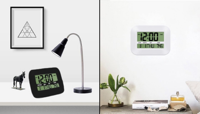 Click to view picture 2 of Large Display Digital Calendar Clock with Temperature Gauge