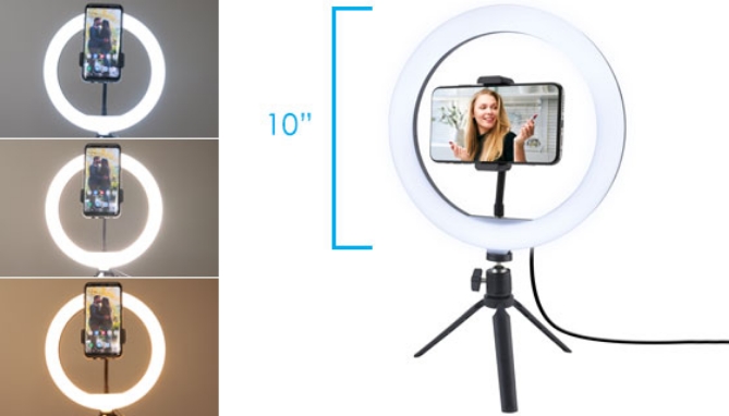 Picture 5 of 10 Inch LED Ring Light w/ Tripod and Phone Holder