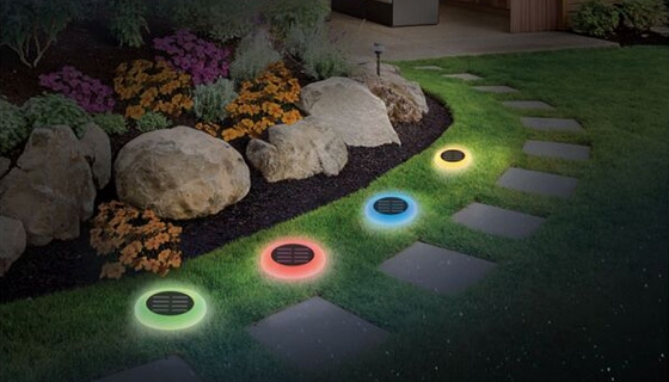 Picture 2 of Set of 2 Solar Powered, Color Changing Landscape Lights