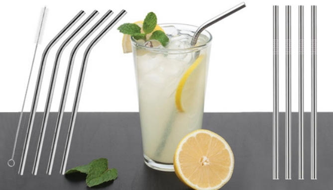 Picture 3 of 9pc Reusable Stainless Steel Straws