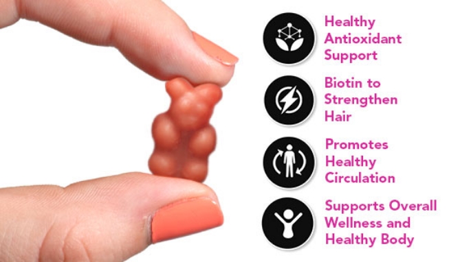 Picture 2 of Hair, Skin & Nail Gummies Supplement, Stronger-Faster Growth