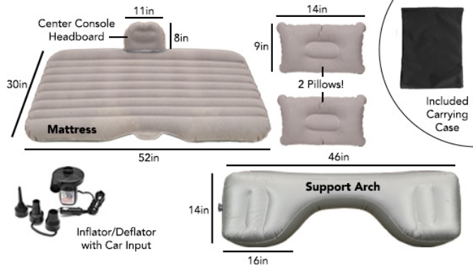 Picture 3 of 4-Piece Car Inflatable Mattress Kit with Electric Air Pump