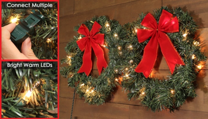 Picture 3 of Pre-lit Holiday Wreaths - Set of 4