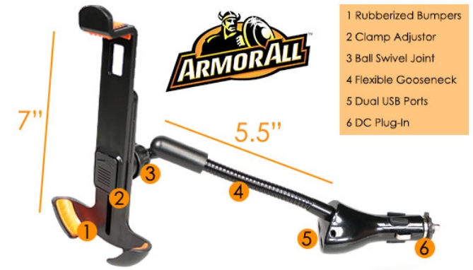 Click to view picture 3 of Power Gooseneck Phone Mount with Dual USBs by Armor All