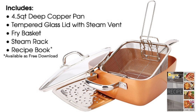 Picture 3 of 4-pc Square Copper Cookware Pan Set
