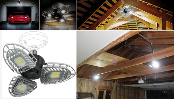 Picture 4 of Ultra-Bright Triple Panel Garage and Ceiling Light: 6000 Lumens