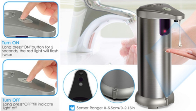 Picture 2 of Stainless Steel Hands-Free XL Soap Dispenser