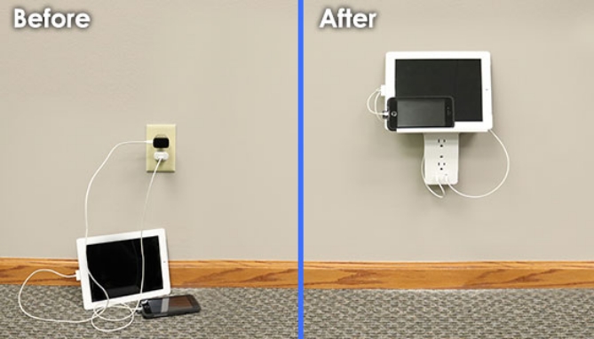 Picture 4 of Dual USB Outlet Tower Charger with Built-In Shelf