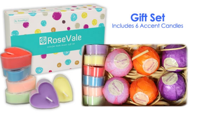 Picture 3 of RoseVale Spa Gift Set: 6 Bath Bombs & 6 Candles