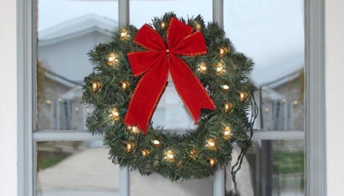 Picture 4 of Pre-lit Holiday Wreaths - Set of 4