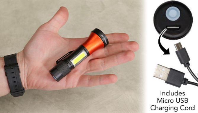 Picture 4 of 300 Lumen Rechargeable Tactical Micro Flashlight With Top And Side Beams