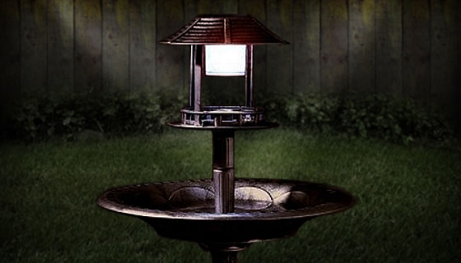 Picture 3 of 4-in-1 Birdbath with Solar Lamp, Feeder, and Planter