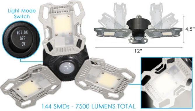 Picture 5 of FlexFold Motion Sensor Garage and Ceiling Light - 7500 Lumens