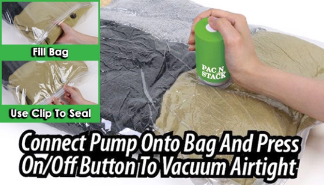Picture 5 of Pac N Stack Vacuum Air-Tight Storage Bags with Cordless Pump