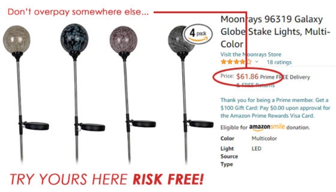 Picture 5 of 4-Pack of Solar-Powered Moonrays Globe Stake Lights