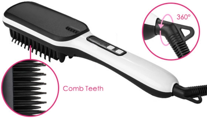 Picture 5 of 2-in-1 Ionic Hair Brush and Straightener with LCD Digital Temperature Display