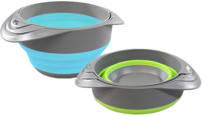 Picture 5 of 3-Piece Silicone Collapsible Bowls with Colander