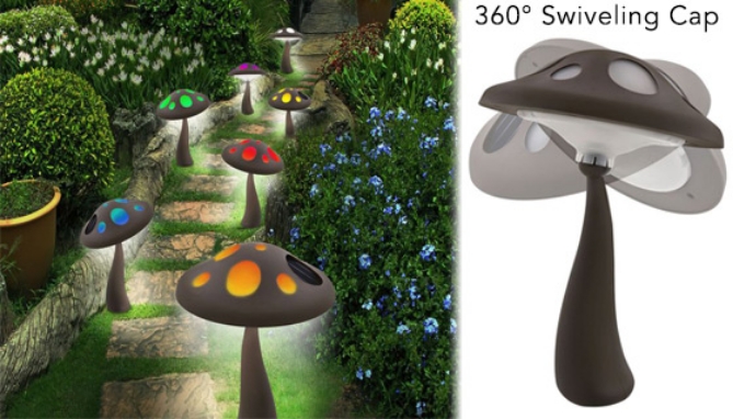 Picture 6 of Solar Powered Mushroom Landscape Light w/ Color Changing Lights