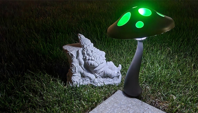 Picture 4 of Solar Powered Mushroom Landscape Light w/ Color Changing Lights