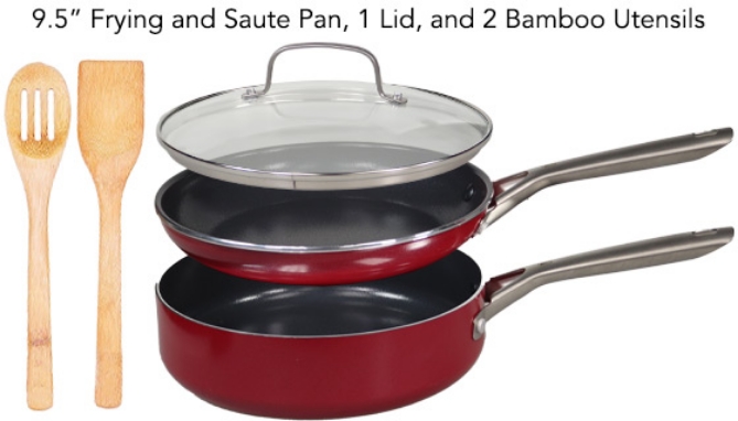 Picture 2 of 5-pc Red Volcano Cookware Set includes FREE Bamboo Utensils