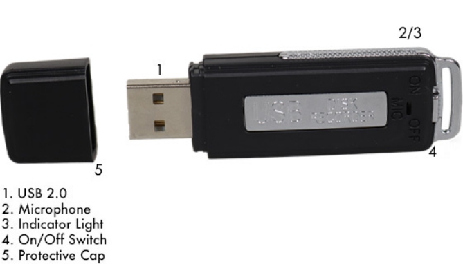 Picture 2 of USB Flash Drive Voice & Audio Recorder - 8GB
