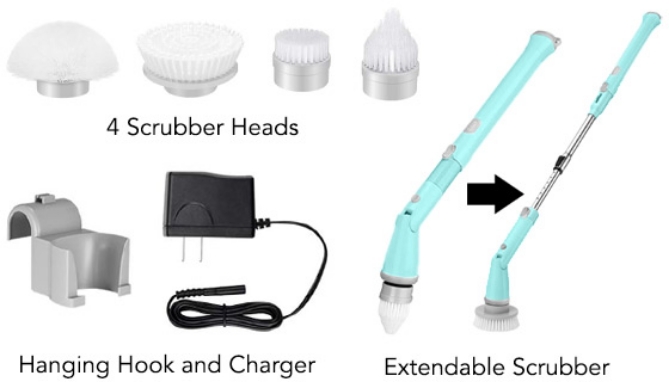 Picture 2 of Turbo Power Rechargeable  Spin Scrubber  - 7 Piece Kit
